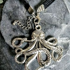 Octopus Necklace/Choker with Black Cord
